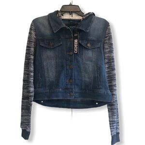 BEE & CECI LOS ANGELES Indie Denim Hooded Jacket Size Large